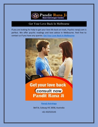 Get Your Love Back In Melbourne  Psychic-ranaji