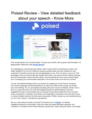 Poised Review - Speak with confidence and clarity - LTD at $49