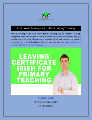 Irish Course Leaving Cert Irish For Primary Teaching  Gaeilgeoirguides