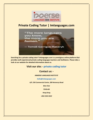 Private Coding Tutor  Imlanguages com