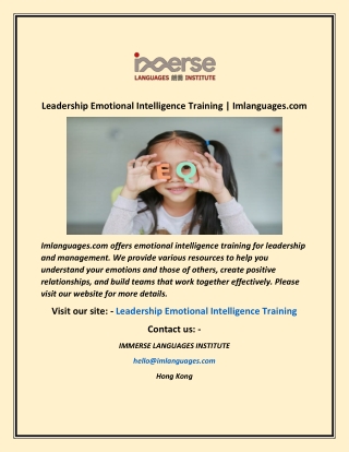 Leadership Emotional Intelligence Training  Imlanguages com