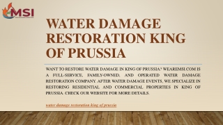 Water Damage Restoration King of Prussia | Wearemsi.com