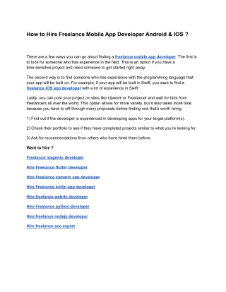 How to Hire Freelance Mobile App Developer Android & IOS ?