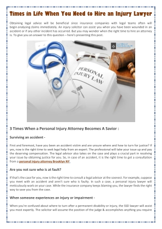 Times in Life When You Need to Hire an Injury Lawyer