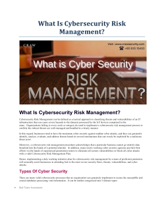 What Is Cybersecurity Risk Management