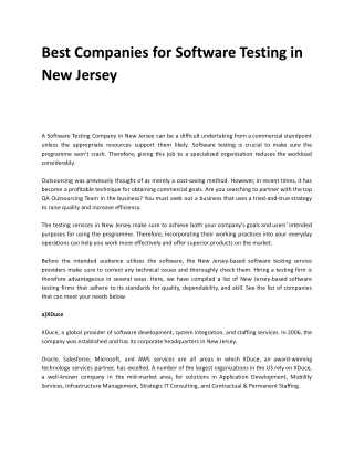 Top Software Testing Companies In New Jersey