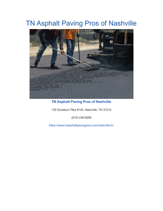TN Asphalt Paving Pros of Nashville