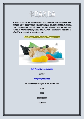 Bulk Tissue Paper Australia  Paypa.com.au