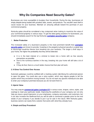 Why Do Companies Need Security Gates?