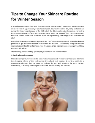 Tips to Change Your Skincare Routine for Winter Season