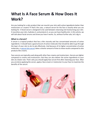 What Is A Face Serum & How Does It Work?