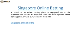 Singapore Online Betting Waybet88.com