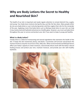 Why are Body Lotions the Secret to Healthy and Nourished Skin?