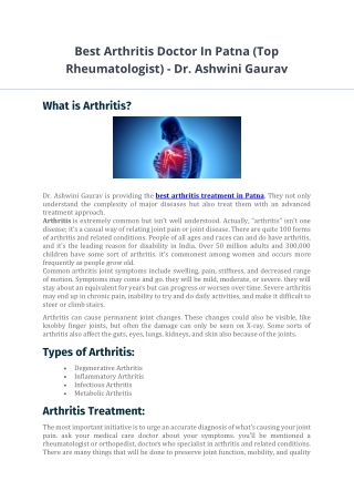 Arthritis Doctor In Patna