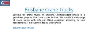 Brisbane Crane Trucks  Otmtransport.com.au