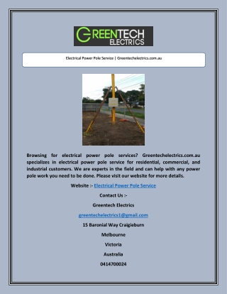 Electrical Power Pole Service | Greentechelectrics.com.au
