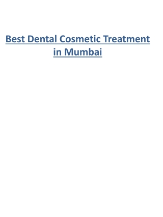 Best Dental Cosmetic Treatment in Mumbai