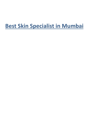 Best Skin Specialist in Mumbai
