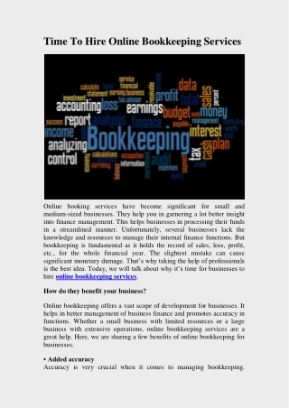 Perfect Way to Hire an Online Bookkeeping Services