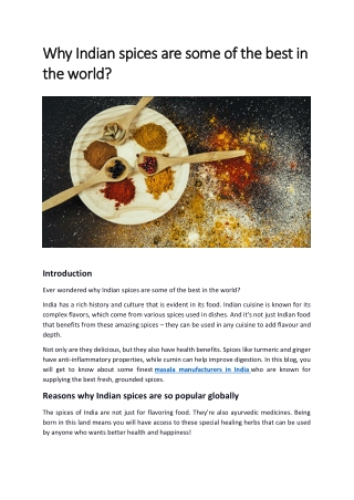 Why Indian spices are some of the best in the world