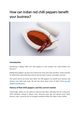 How Indian red chilli peppers can benefit your business