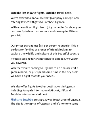 Entebbe last minute flights
