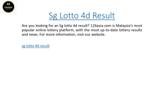 Sg Lotto 4d Result 126asia.com