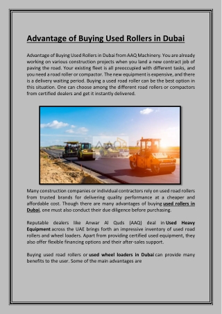 Advantage of Buying Used Rollers in Dubai