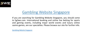 Gambling Website Singapore  Sg3we.com