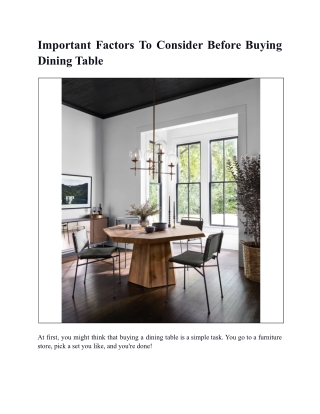 Important Factors To Consider Before Buying Dining Table