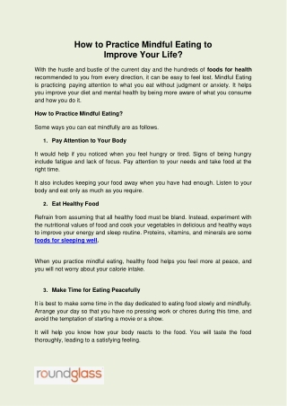How to Practice Mindful Eating for Improve Your Life