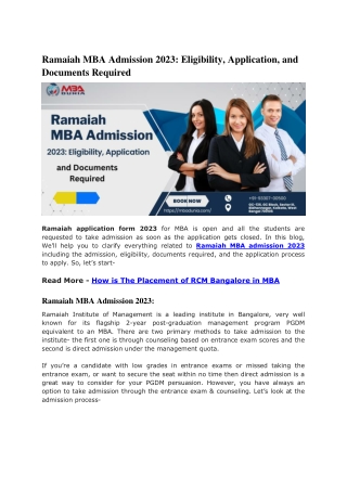 Ramaiah MBA Admission 2023 Eligibility, Application, and Documents Required