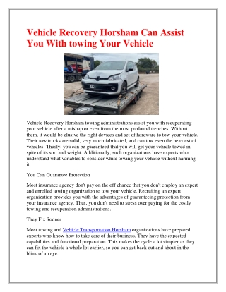 Find The Best Car Transportation in Horsham.