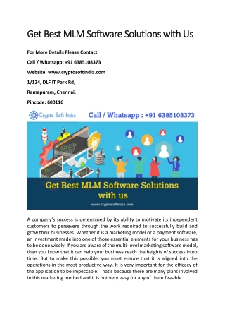 Get Best MLM Software Solutions with Us