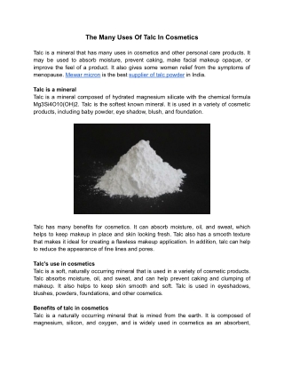 The Many Uses Of Talc In Cosmetics