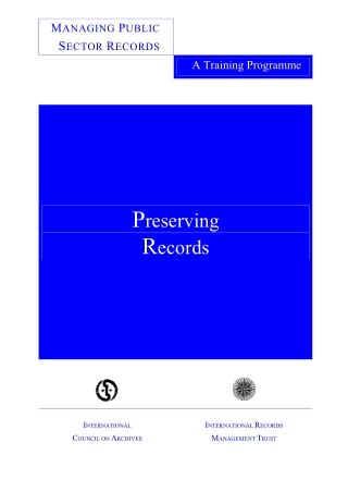 MANAGING PUBLIC SECTOR RECORDS: A STUDY PROGRAMME