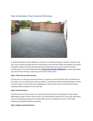 How to Resurface Your Concrete Driveway