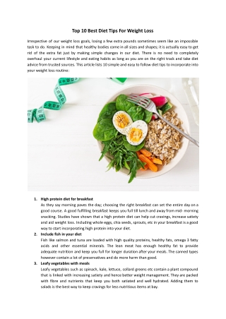 Top 10 Best Diet Tips For Weight Loss