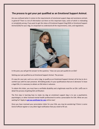 The process to get your pet qualified as an Emotional Support Animal