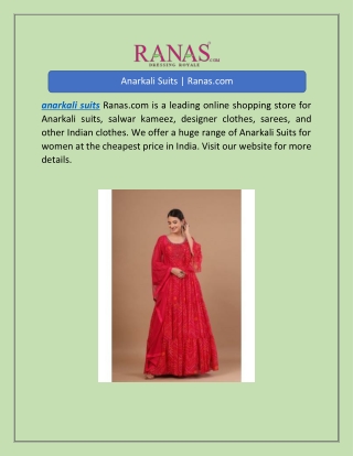 Anarkali Suits | Ranas.com