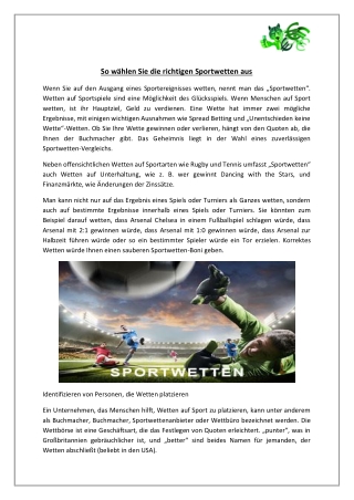 So wählen Sie die richtigen Sportwetten aus