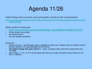 Agenda 11/26
