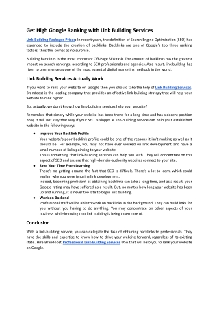 Get High Google Ranking with Link Building Services