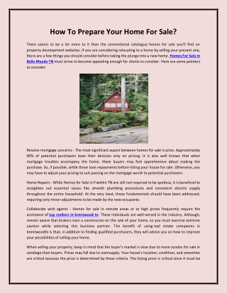 How To Prepare Your Home For Sale
