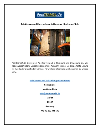 Palettenversand Unternehmen in Hamburg | Packteam24.de