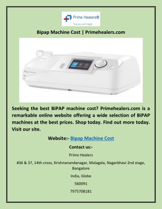 Bipap Machine Cost | Primehealers.com