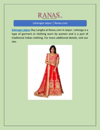 Lehengas Jaipur | Ranas.com