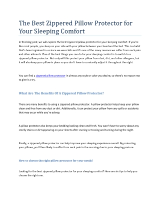 The Best Zippered Pillow Protector for Your Sleeping Comfort