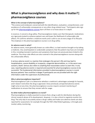 What is pharmacovigilance and why does it matter pharmacovigilance courses