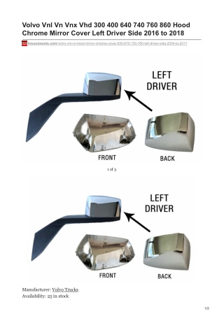 imsautoparts.com-Volvo Vnl Vn Vnx Vhd 300 400 640 740 760 860 Hood Chrome Mirror Cover Left Driver Side 2016 to 2018 (1)